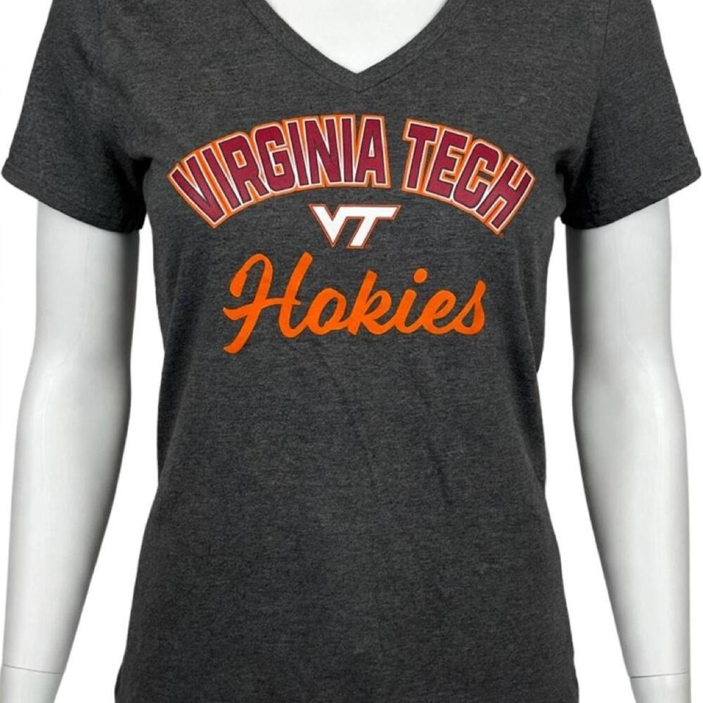 Virginia Tech Hokies NWT Women's V Neck Gray T Shirt Size Large